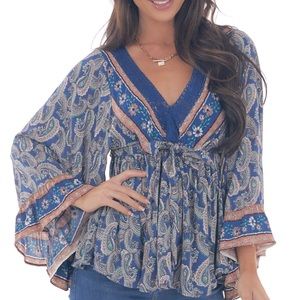 Lime lush. Cobalt blue flare sleeve top